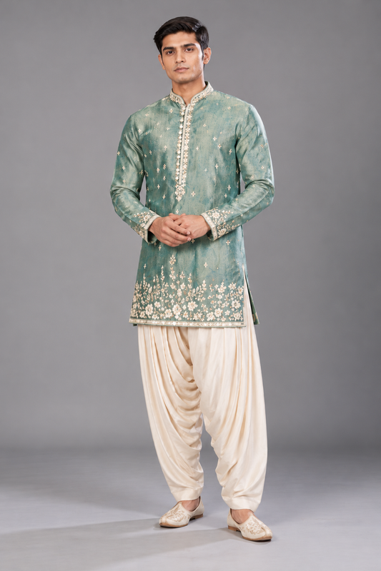 Sage Green Embroidered Festive Kurta Set