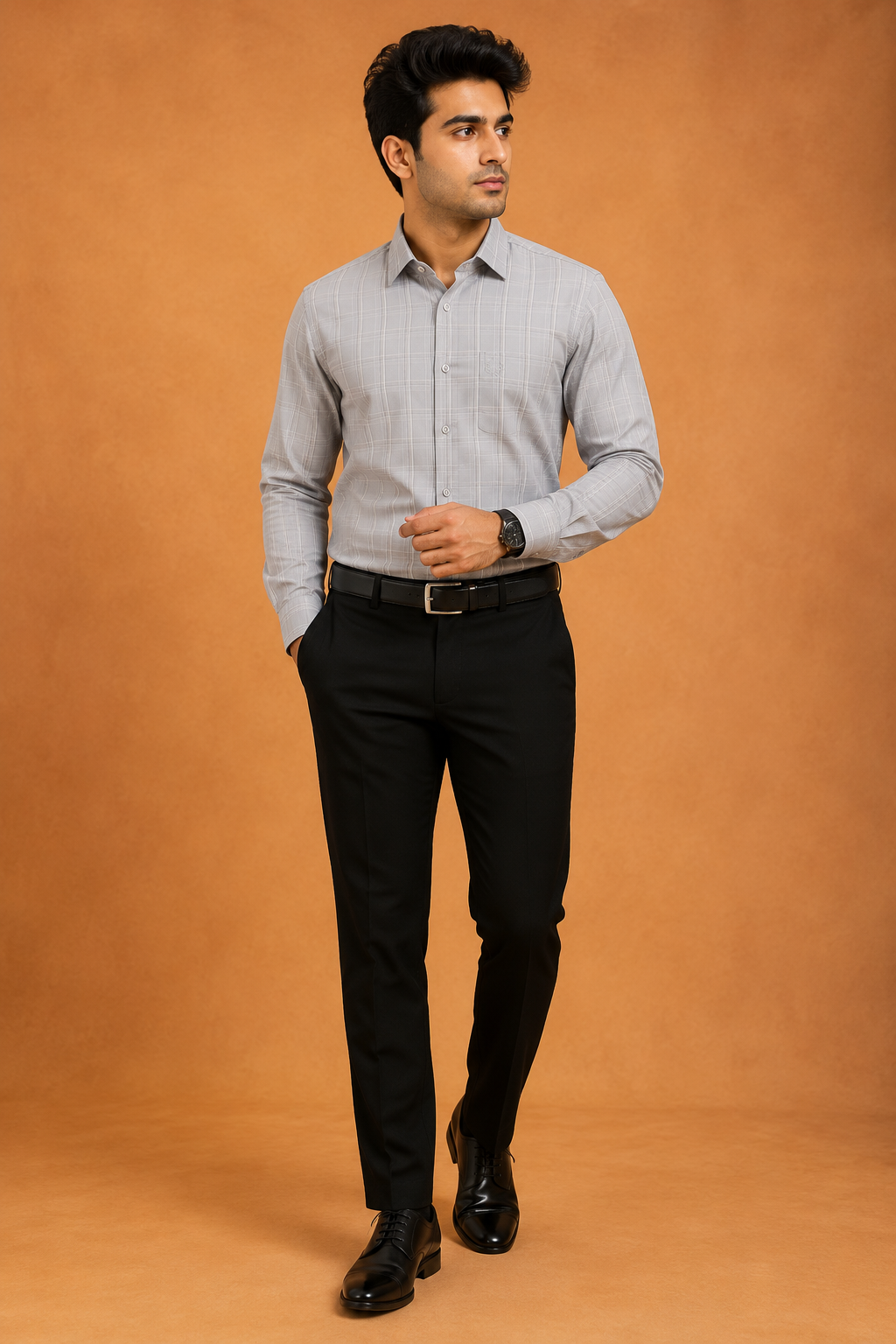 Men’s Sky Blue Checked Rich Cotton Formal Shirt