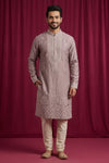Men’s Dusty Mauve Embroidered Festive Kurta