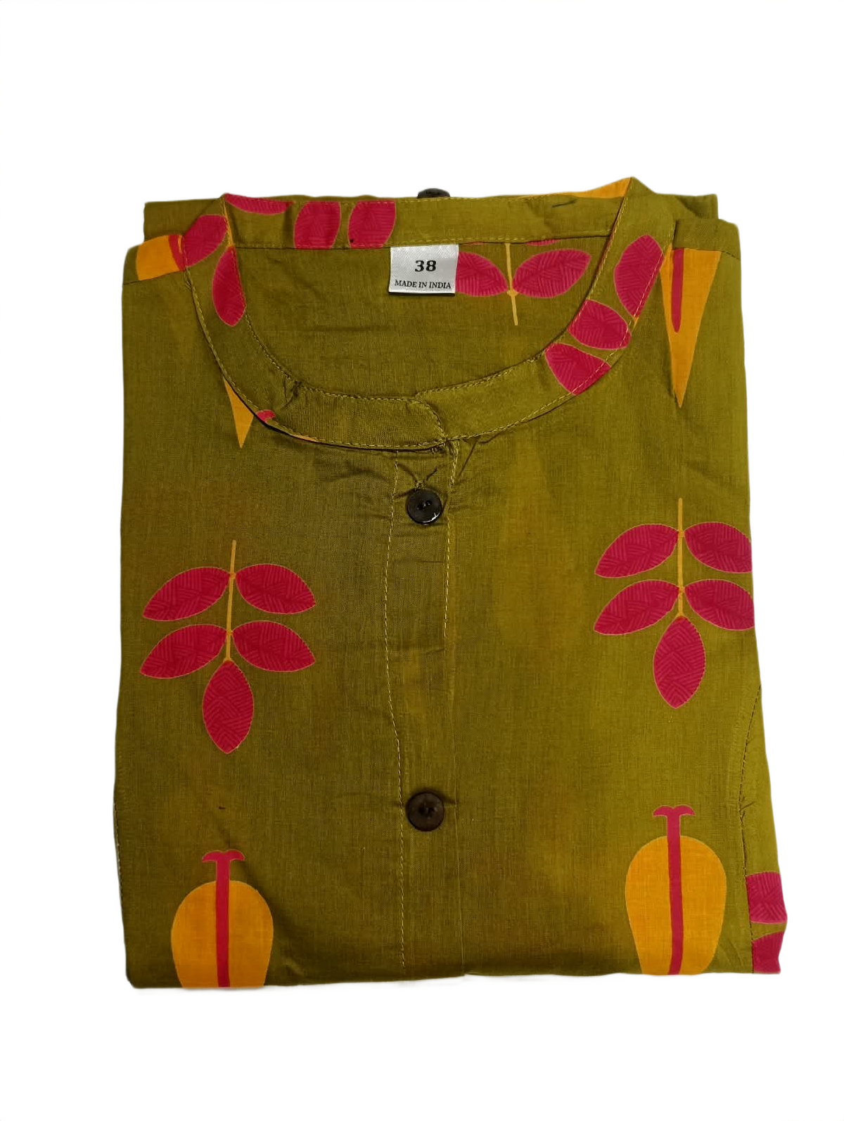 Olive Green Printed A-Line Kurta with Matching Palazzo Set