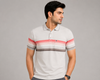 Men’s Off White Striped Polo T-Shirt
