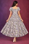 Lavender Grey Abstract Print Tiered Maxi Dress