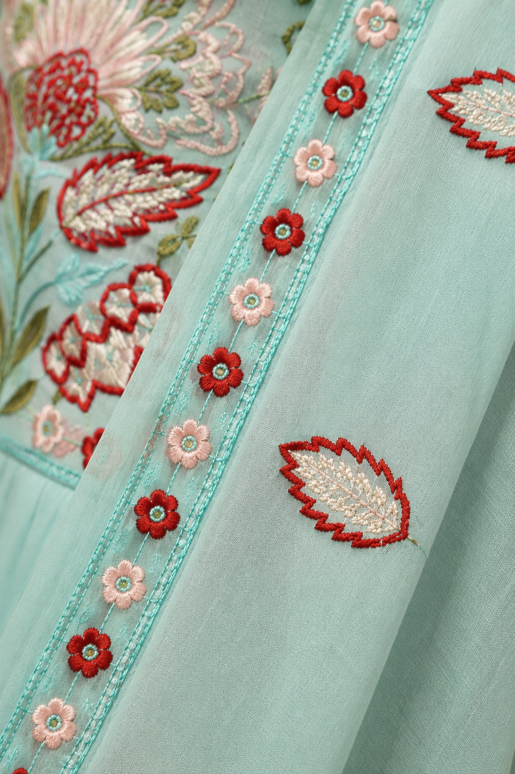 Embroidered Kurti, Bottom & Dupatta Set