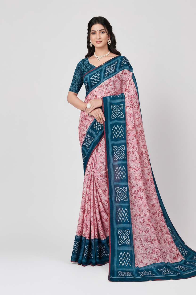 Saree with Emerald  Designer Border