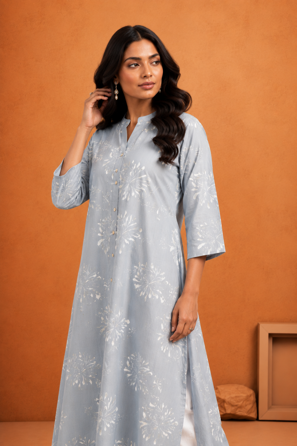 Women's  Botanical Print A-Line Kurti