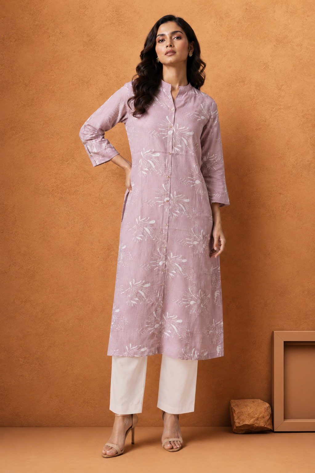 Blush Pink Botanical Print Kurti