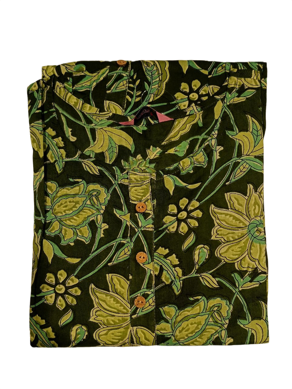 Dark Green Floral Printed Flared Maxi Dress