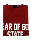Fear of God State Oversized Printed T-Shirt | Maroon Premium Cotton Casual Tee