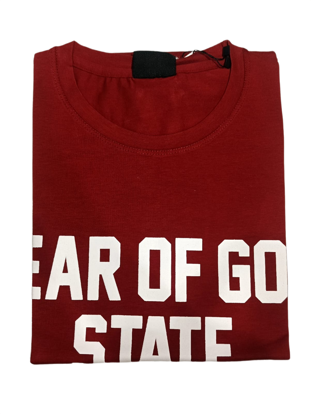 Fear of God State Oversized Printed T-Shirt | Maroon Premium Cotton Casual Tee