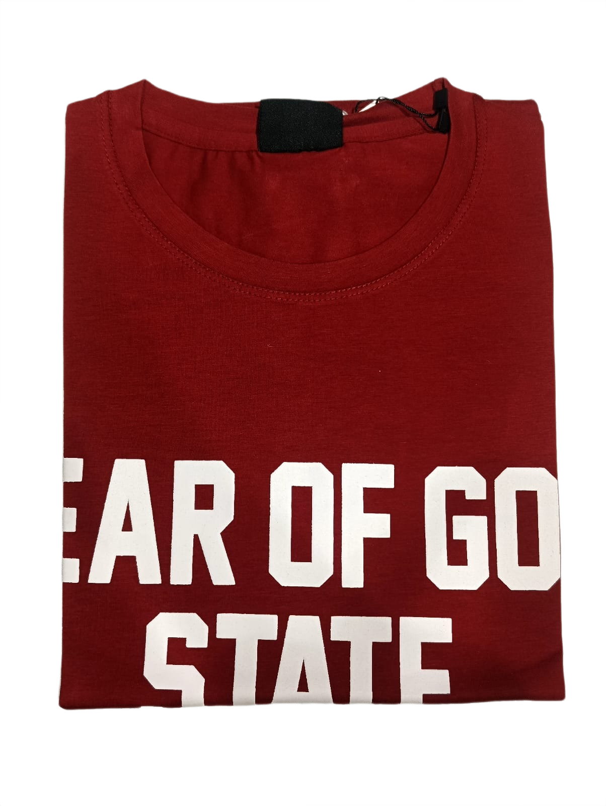 Fear of God State Oversized Printed T-Shirt | Maroon Premium Cotton Casual Tee