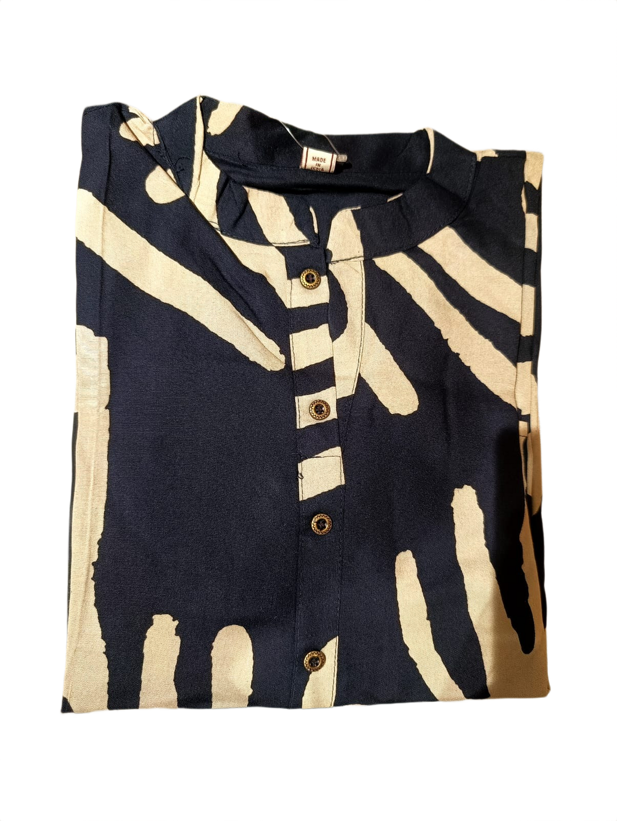 Navy Abstract Print Straight Kurti