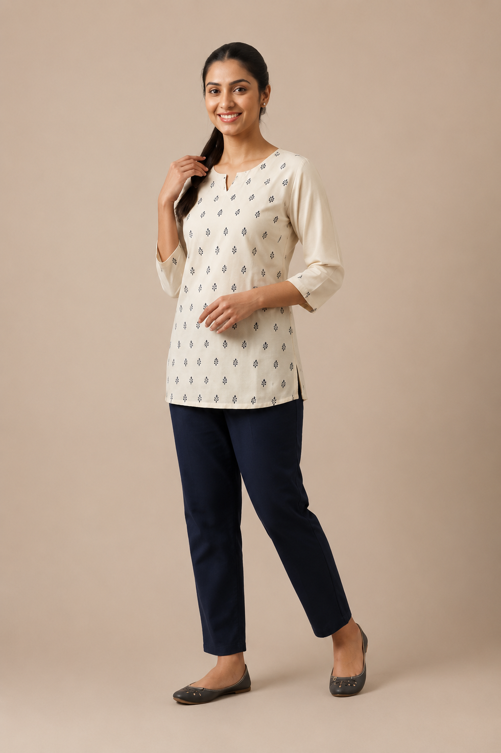 Elegant  Printed Cotton Kurti Top for Women