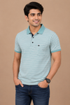 Men’s Mint Green & White Striped Polo T-Shirt