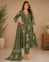 Women’s Printed Anarkali Kurta Pant Dupatta Set
