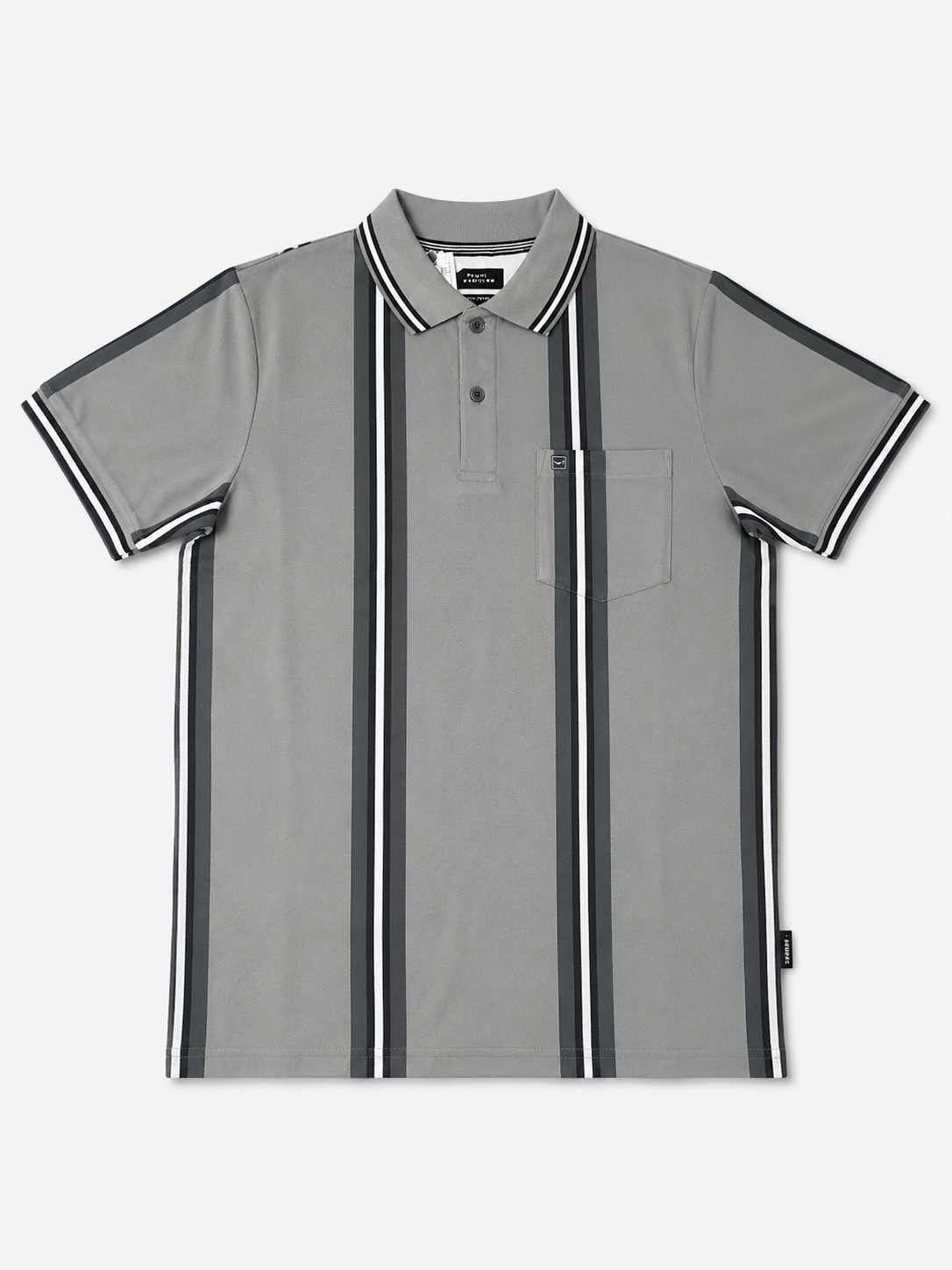Men’s Grey Vertical Stripe Polo T-Shirt