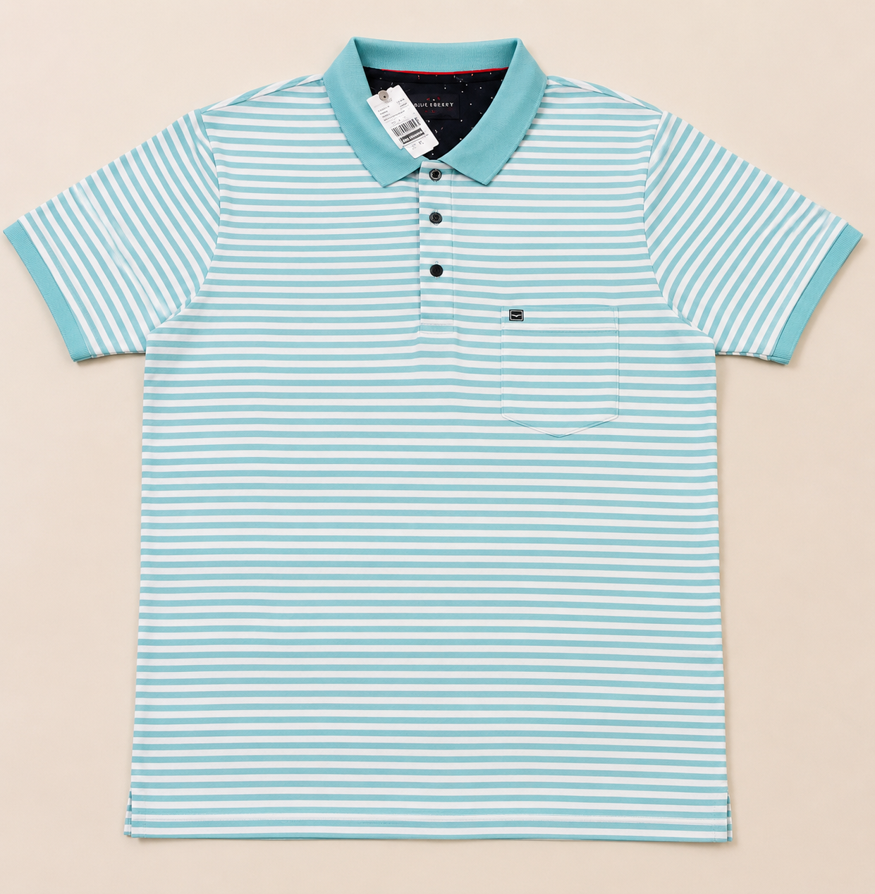 Men’s Mint Green & White Striped Polo T-Shirt