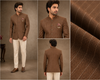 Brown Striped Jodhpuri Bandhgala Jacket Set