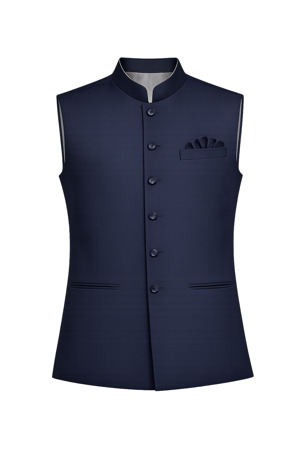 Men's Navy Blue Solid Nehru Jacket | Premium Ethnic Waistcoat for Weddings & Festive Wear