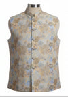 Premium Golden Floral Jacquard Nehru Jacket