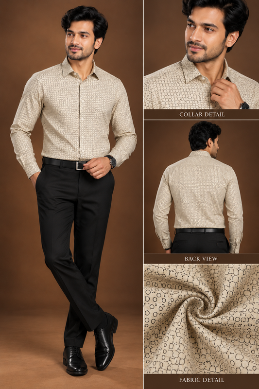 White  Printed Formal Shirt for Men