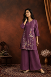 Purple Chanderi Embroidered  co-ord set