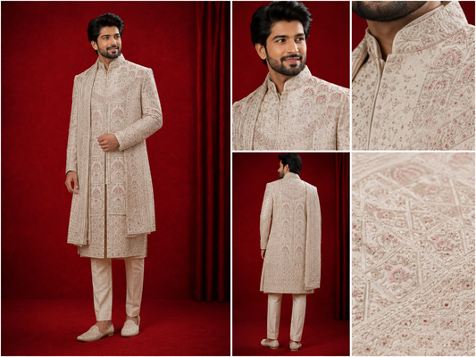 Royal Ivory Blush Embroidered Sherwani