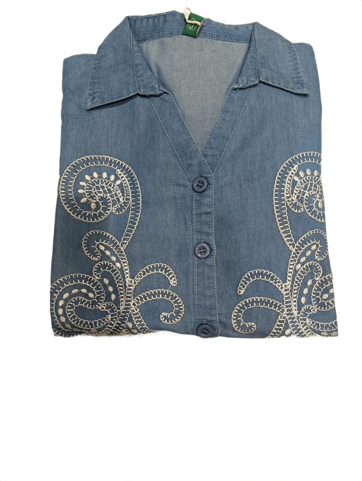 Women's Blue Denim Embroidered Co-Ord Set