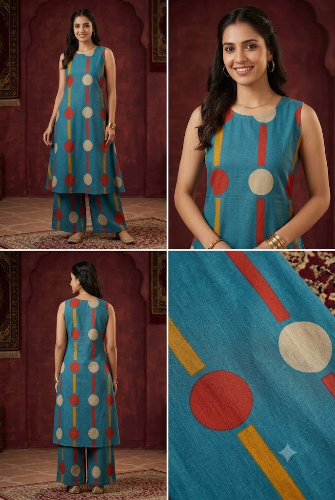 Women’s Teal Blue Printed Co-ord set