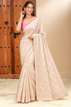 Ivory Blush Embroidered Saree