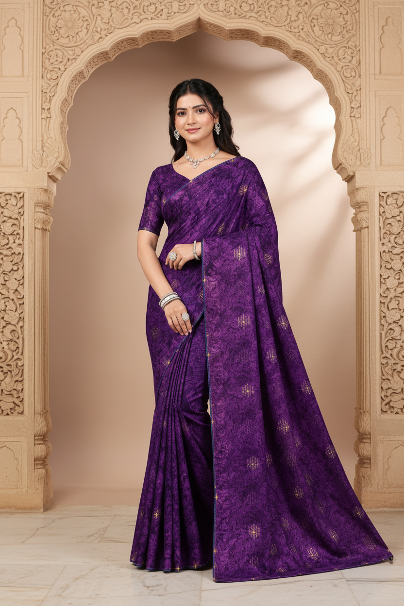 Royal Purple Printed Saree