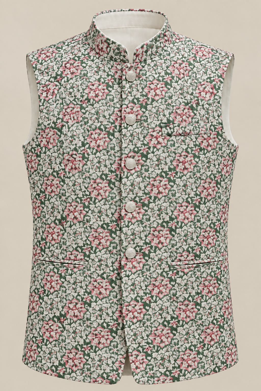 Green Floral Printed Modi Jacket