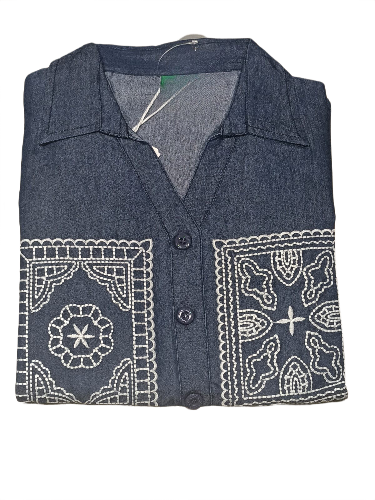 Women's Denim Blue White Embroidered Co-Ord Set