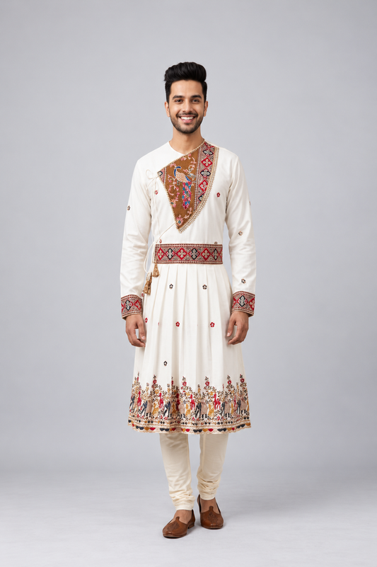 Ivory Embroidered Peshwai Set