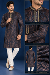 Navy Paisley Embroidered Festive Kurta Set