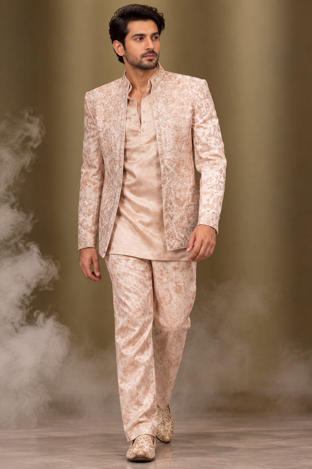 Blush Champagne Embroidered Indo-Western Set