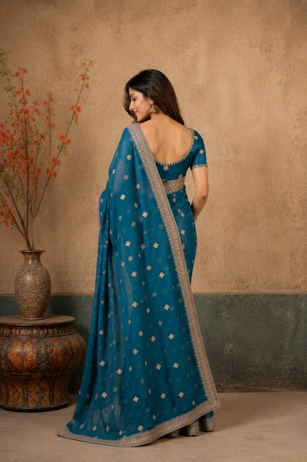 Elegant Teal Blue  Silver Zari Woven Saree | Premium Festive & Party Wear