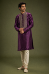 Royal Plum Embroidered Festive Kurta Set