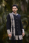 Midnight Black Embroidered Sherwani