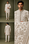 Ivory Silver Embroidered Groom Sherwani Set
