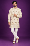 Ivory Embroidered Festive Kurta for Men