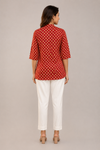 Women’s Red Floral Printed Rayon Tunic with White Pants Set