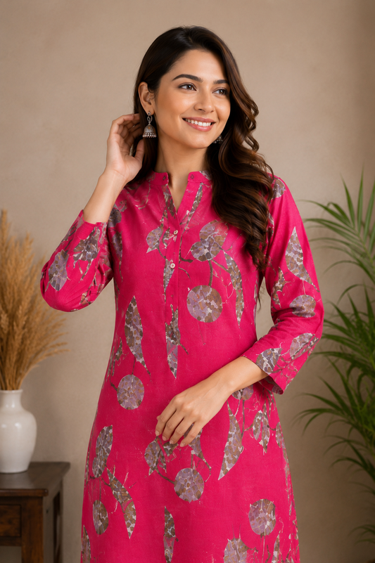Fuchsia Botanical Print Kurti