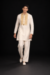 Ivory Kurta with Golden Embroidered Panel