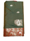 Teal Green Banarasi Saree with Rich Red Zari Pallu