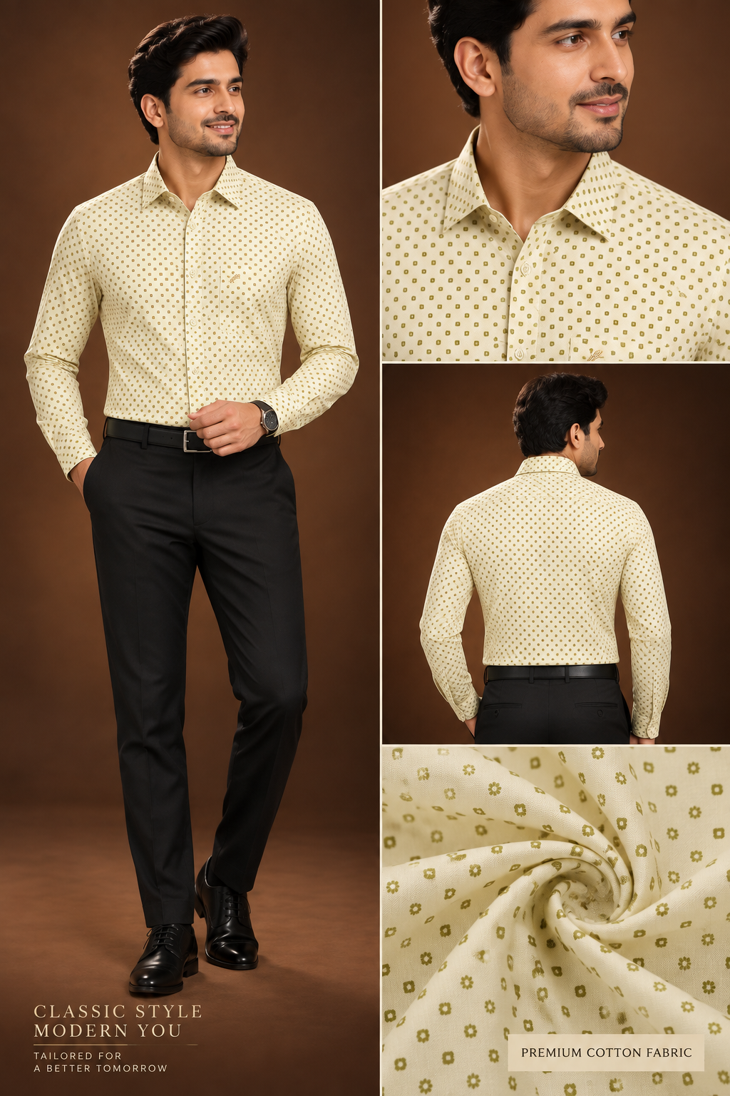Classic White Printed Shirt – Sophisticated Men’s Formal Look