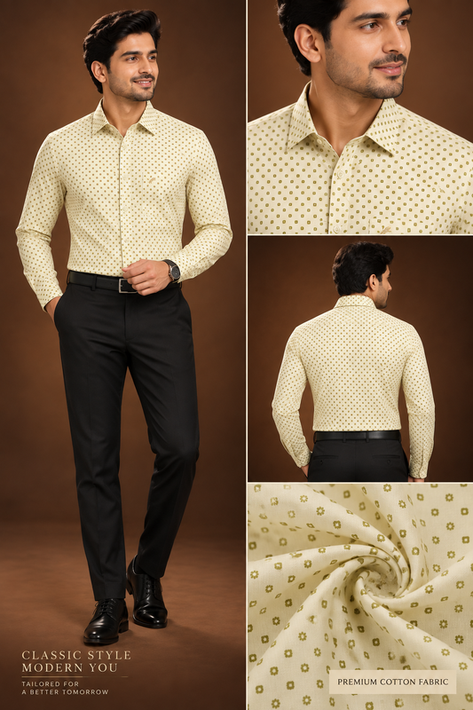 Classic White Printed Shirt – Sophisticated Men’s Formal Look