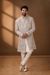 Ivory Heavy Embroidered Indo-Western Sherwani Set