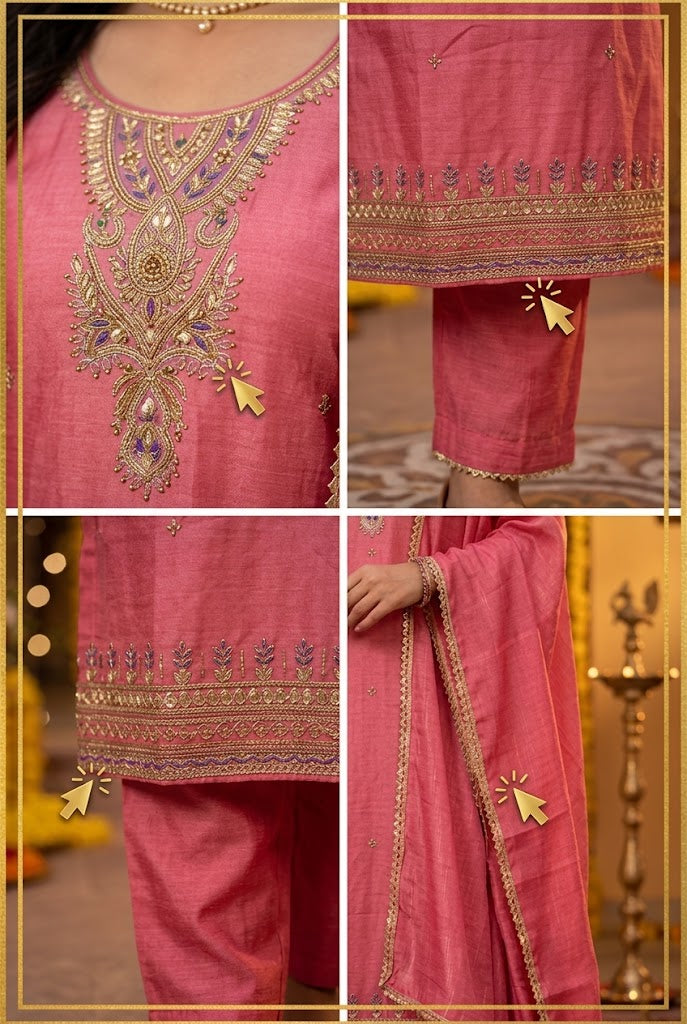 Embroidered Festive Kurta Set with Dupatta