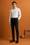 Men's Ivory White Pinstripe Formal Shirt
