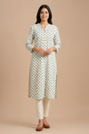 Women’s White & Purple Floral Printed Straight Kurta with Pant